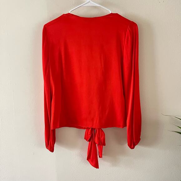 Milly Womens Silk Blend Tie Front Top Size XS Coral Stretch Casual Chic Blouse - Picture 2 of 10